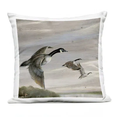 Stupell Industries Flying Geese Over Rustic Design By Ruane Manning Outdoor Printed Pillow In Gray