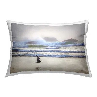 Stupell Industries Flying Low Over Shore Decorative Printed Throw Pillow By Marty Hulsebos In White