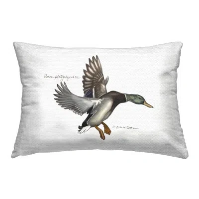 Stupell Industries Flying Mallard Duck Printed Outdoor Throw Pillow Design By Jadei Graphics In White