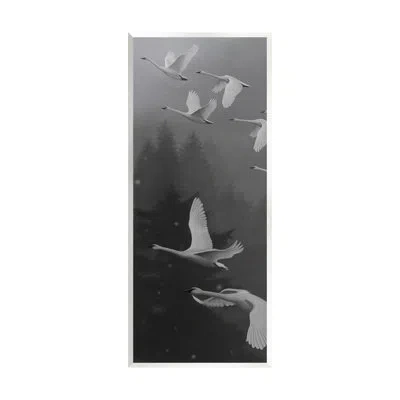 Stupell Industries Flying Swan Flock Wall Plaque Art By Nene Thomas In Gray