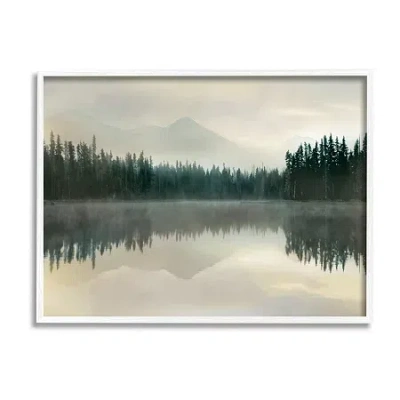 Stupell Industries Foggy Lake Forest Landscape Framed Print In Green