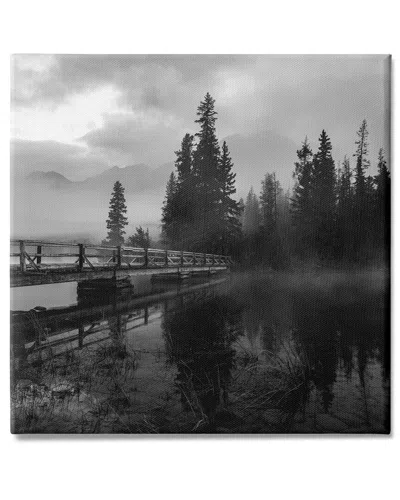 Stupell Industries Foggy Lake Water Sky Misty Forest Rustic Photography Stretched Canvas Wall Art By Ziwei L In Black