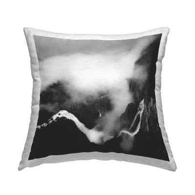 Stupell Industries Foggy Mountain Crags Outdoor Printed Pillow By Thomas Tepstad Berge In Black