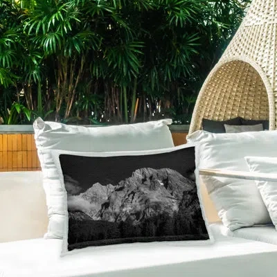 Stupell Industries Foggy Mountain Peak Outdoor Printed Pillow By Daniel Sproul In Black;white