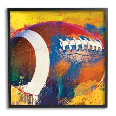 Stupell Industries Football Paint Splatter Sports Framed Giclee Art By Savannah Miller In Midnight Black Framed Giclee