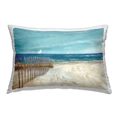 Stupell Industries Footprints By Sandy Fence Outdoor Printed Pillow By Ruane Manning In Blue