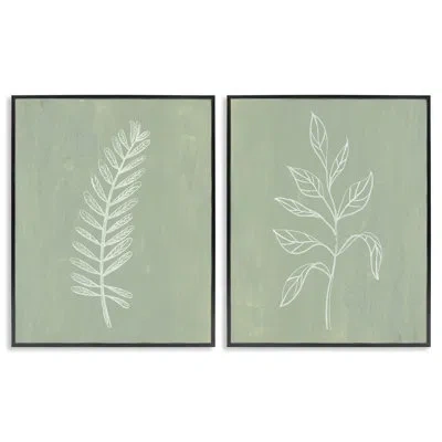 Stupell Industries Forest Fern Sprigs 2 Pc Framed Giclee Art Set By Patricia Pinto In Midnight Black Framed Giclee