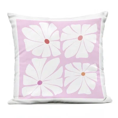 Stupell Industries Four Contemporary Daisies Outdoor Printed Pillow Design By Pooja Dave In Pink
