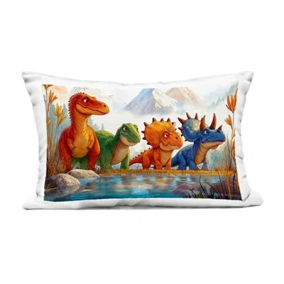 Stupell Industries Four Dinos By The Pond Outdoor Printed Pillow, Design By Wumples
