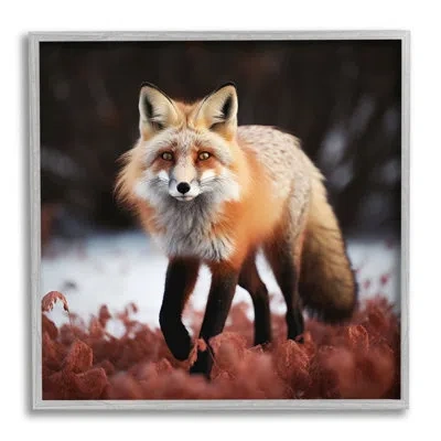 Stupell Industries Fox Cub In Nature Single Picture Frame Print On Canvas In Farmhouse Gray Framed Giclee