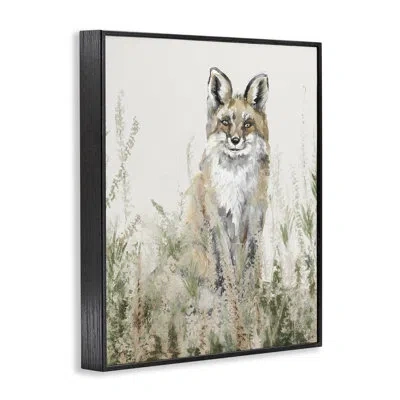 Stupell Industries Fox In Meadow Landscape Giclee Art, Design By Patricia Pinto In Midnight Black Framed Giclee