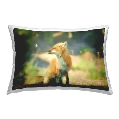 Stupell Industries Fox Kit & Butterfly Decorative Printed Throw Pillow By Carrie Ann Grippo-pike In Green