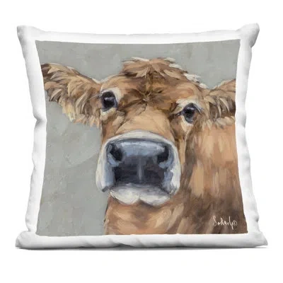 Stupell Industries Freckles The Cow Portrait Decorative Printed Throw Pillow, Design By Sara G. Designs, 18 X 7 X 18 In Brown