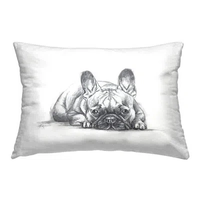 Stupell Industries French Bulldog Naptime Design By Lindsay Kivi Fine Art Throw Pillow In White