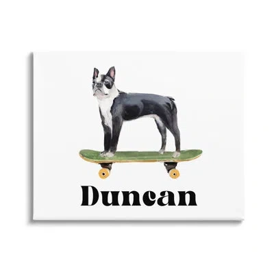 Stupell Industries French Bulldog Skateboarding Cmw-034 Personalized Wall Art In Wrapped Canvas