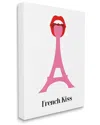 Stupell Industries French Kiss Red Lips Over Pink Eifel Tower Stretched Canvas Wall Art By Atelier Posters In Pink