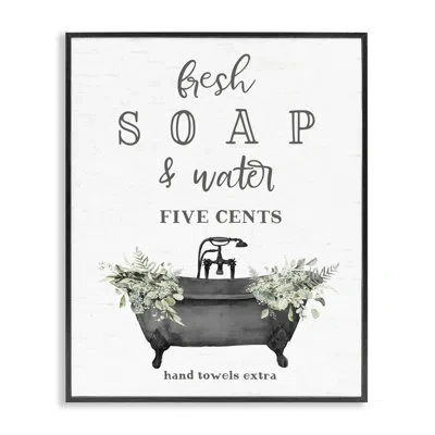Stupell Industries Fresh Soap & Water Bath Framed Giclee, Design By Lettered And Lined In Gray