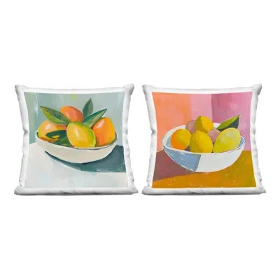 Stupell Industries Frosted Patterned Donuts Design By Marcus Prime Throw Pillow (set Of 2) In Orange