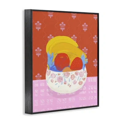 Stupell Industries Fruit Bowl Bold Red Giclee Art, Design By Dina Riddle In Midnight Black Framed Giclee