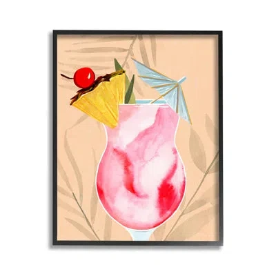 Stupell Industries Fruity Cocktail Drink Framed Giclee Art By Annie Warren In Midnight Black Framed Giclee