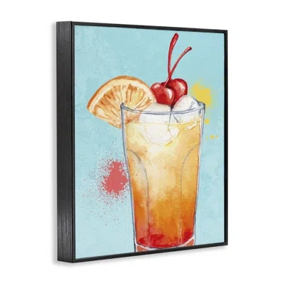 Stupell Industries Fruity Cocktail On Blue Framed Giclee Art, Design By Kim Allen In Midnight Black Framed Giclee
