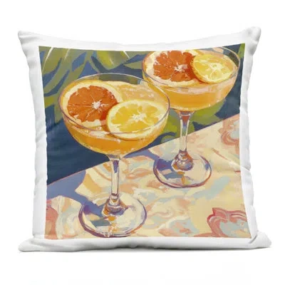Stupell Industries Fruity Summer Cocktails Outdoor Printed Pillow, Design By Petal Prints Design In Orange