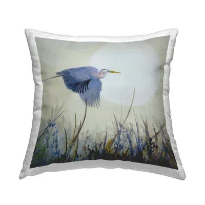 Stupell Industries Full Moon & Heron Design By Floy Zittin Throw Pillow In Beige