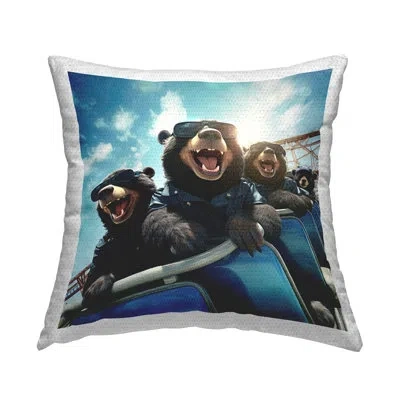 Stupell Industries Fun Bears On Ride Outdoor Printed Pillow By Jim Baldwin In Blue