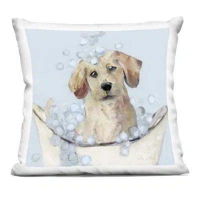 Stupell Industries Fun Bubbles Puppy Bath Design By Sally Swatland Throw Pillow In Beige