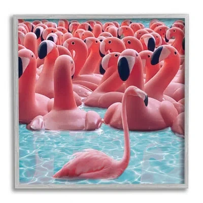 Stupell Industries Fun Flamingo Pool Toys By Ziwei Li Print In Blue
