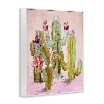 Stupell Industries Fun Floral Cacti Framed Giclee Art By Patricia Pinto In Coastal White Framed Giclee