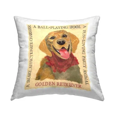 Stupell Industries Fun Golden Retriever Phrases Decorative Printed Throw Pillow Design By Nancy Overton In Tan