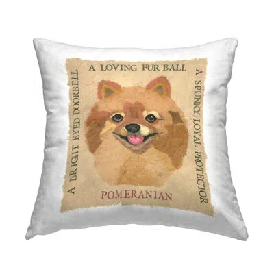 Stupell Industries Fun Pomeranian Pet Phrases Decorative Printed Throw Pillow Design By Nancy Overton In Tan