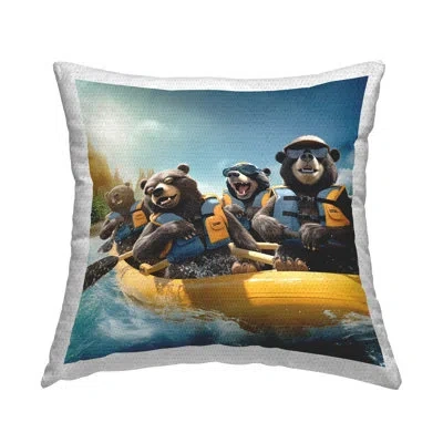 Stupell Industries Fun Rafting Bears Outdoor Printed Pillow By Jim Baldwin In Blue