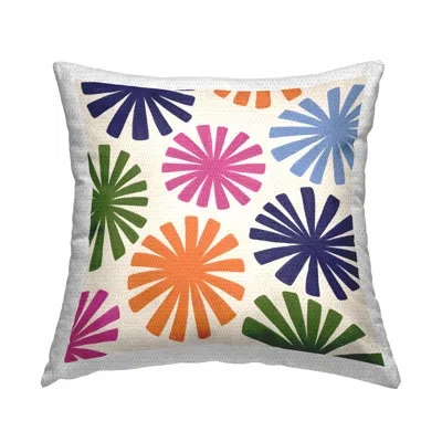 Stupell Industries Fun Retro Flower Pattern Outdoor Printed Pillow By Deborah Curiel In Green;pink;orange
