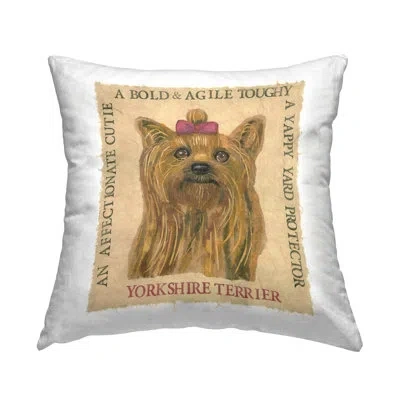 Stupell Industries Fun Yorkshire Terrier Phrases Decorative Printed Throw Pillow Design By Nancy Overton In Tan