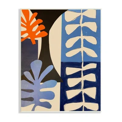 Stupell Industries Funky Plant Leaves Modern Abstract Cutout Silhouettes Wall Plaque Art By Deborah Velasquez In Blue;orange