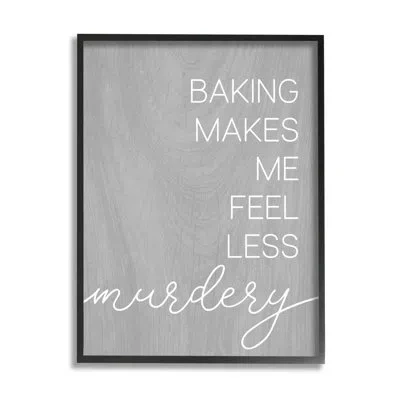 Stupell Industries Funny Baking Kitchen Phrase Giclee Art By Lil' Rue In Midnight Black Framed Giclee