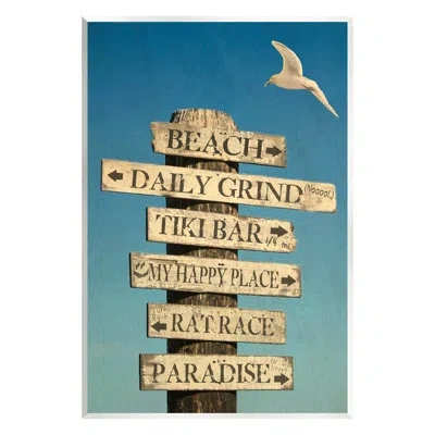 Stupell Industries Funny Beach Directions Sign Canvas Wall Art Design By Graffi*tee Studios In Unframed