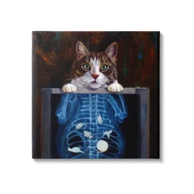Stupell Industries Funny Cat X-ray Mice - Wrapped Canvas Painting In Blue;brown