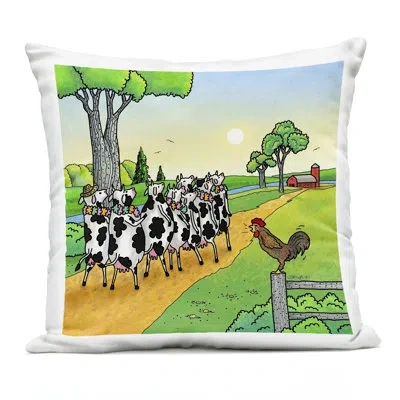 Stupell Industries Funny Cows Come Home Design By Roger Straub Outdoor Printed Pillow In Green