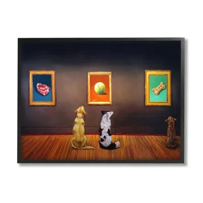 Stupell Industries Funny Dog Museum Gallery Animals By Lucia Heffernan - Floater Frame Painting On Wood In Animal Print