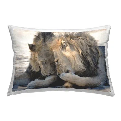 Stupell Industries Funny Gossiping Lions Decorative Printed Throw Pillow By Bernhard Esterer In Brown;white