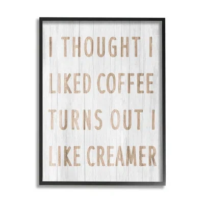 Stupell Industries Funny Kitchen Coffee Phrase Framed On Wood By Lil' Rue Graphic Art In Midnight Black Framed Giclee