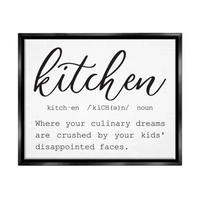Stupell Industries Funny Kitchen Phrase Definition Cooking By Lettered And Lined - Floater Frame Print On Canvas In Jet Black Floater Frame