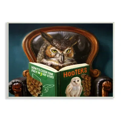 Stupell Industries Funny Owl Reading Leather Chair Hoot Book Oversized Black Framed Giclee Texturized Art By Lucia Heff In Unframed