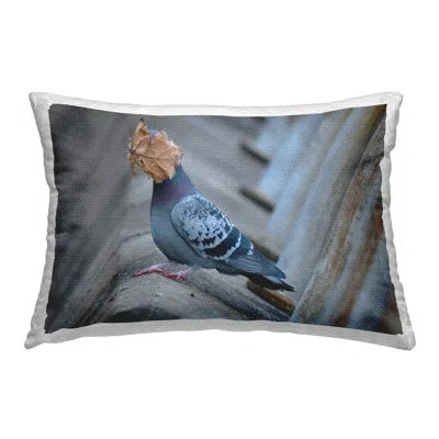 Stupell Industries Funny Pigeon & Leaf Outdoor Printed Pillow By John Speirs In Gray