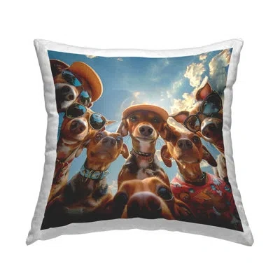 Stupell Industries Funny Wiener Dog Selfie Design By Jim Baldwin Throw Pillow In Brown