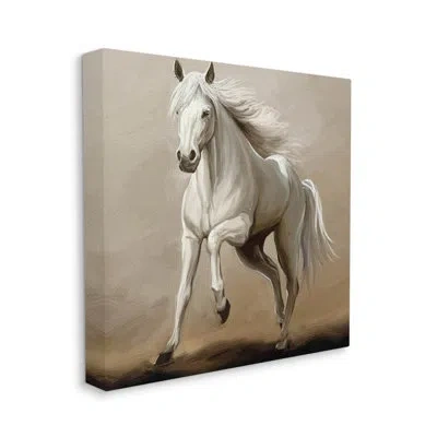Stupell Industries Galloping Horse White Stallion Canvas Wall Art By Ziwei Li In Tan