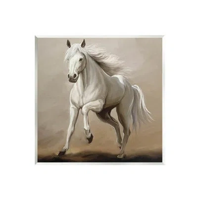 Stupell Industries Galloping Horse White Stallion Wall Plaque Art By Ziwei Li In Tan